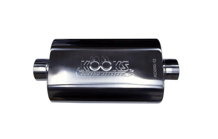 Kooks Headers & Exhaust - 2-1/2" Oval Center/Center Muffler 12" Long Body - Polished Stainless Steel - The Speed Depot